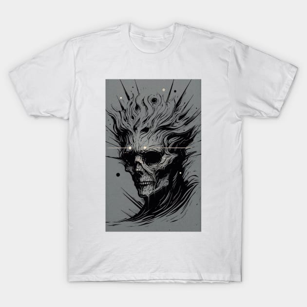 Death Mask Illustration T-Shirt by Sheptylevskyi